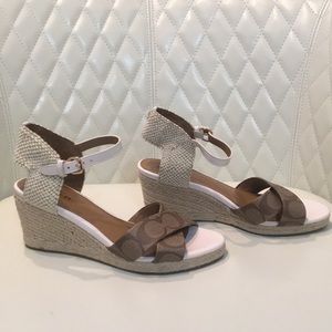 Coach Harding Talma canvas & leather wedges